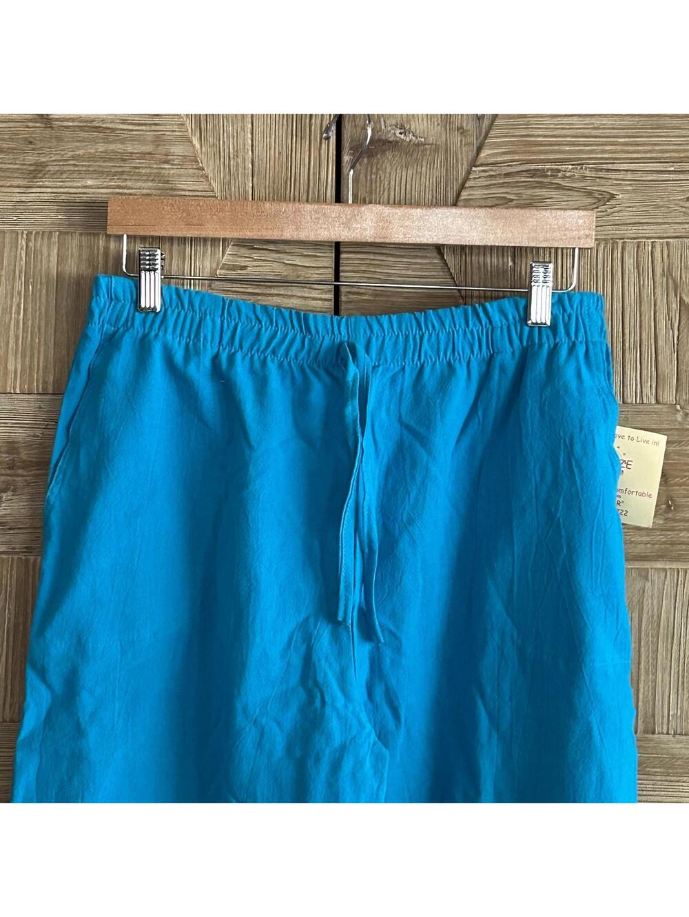 NWT B'Gauze Women's Casual Pants Size L/XL Blue 100% Cotton Elastic Waist Boho - Picture 3 of 4